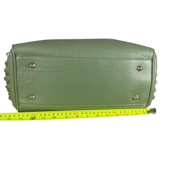 Viola Castellani Milano Green Leather Tote Bag Chain Shoulder Purse studded - Picture 10 of 12